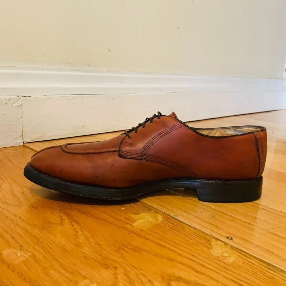 Allen Edmonds Dellwood Brown Leather Split Toe Oxfords Lace Up Men's Shoes 11